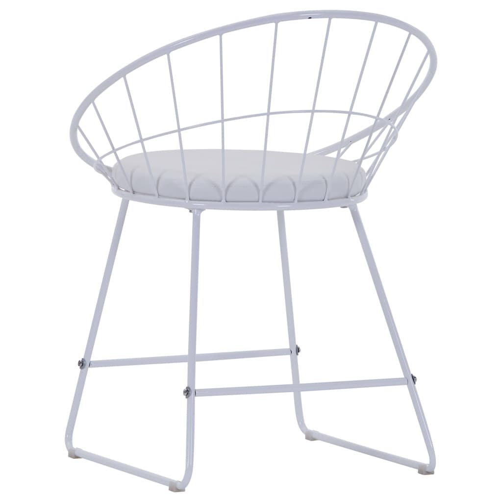 vidaXL Jedilni stoli s sedeži iz umetnega usnja 2 kosa belo jeklo