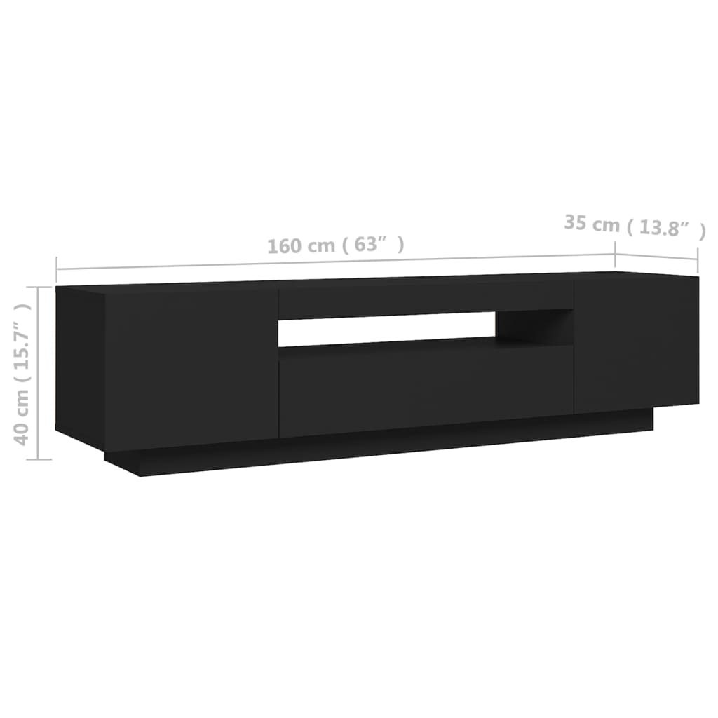 vidaXL TV omarica z LED lučkami črna 160x35x40 cm