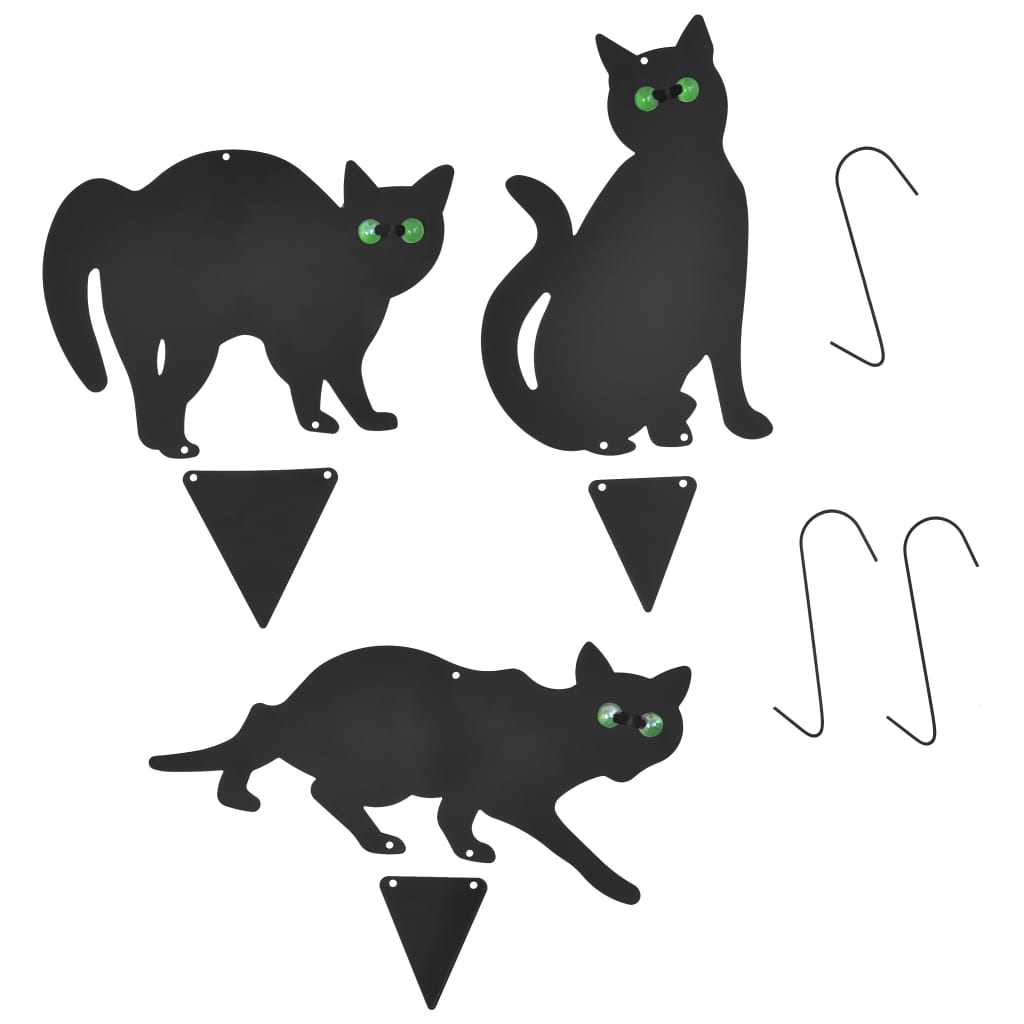 vidaXL Strašilo v obliki mačke 3 delni komplet črne barve jeklo