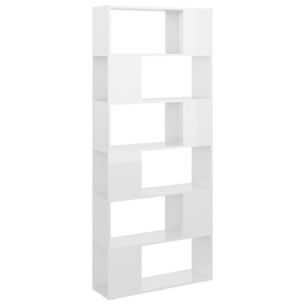 vidaXL Knjižna omara za razdelitev prostora sijaj bela 80x24x186 cm