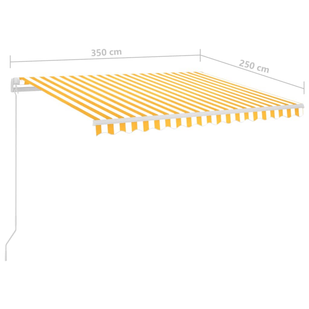 vidaXL Avtomatska tenda LED + senzor 3,5x2,5 m rumena in bela