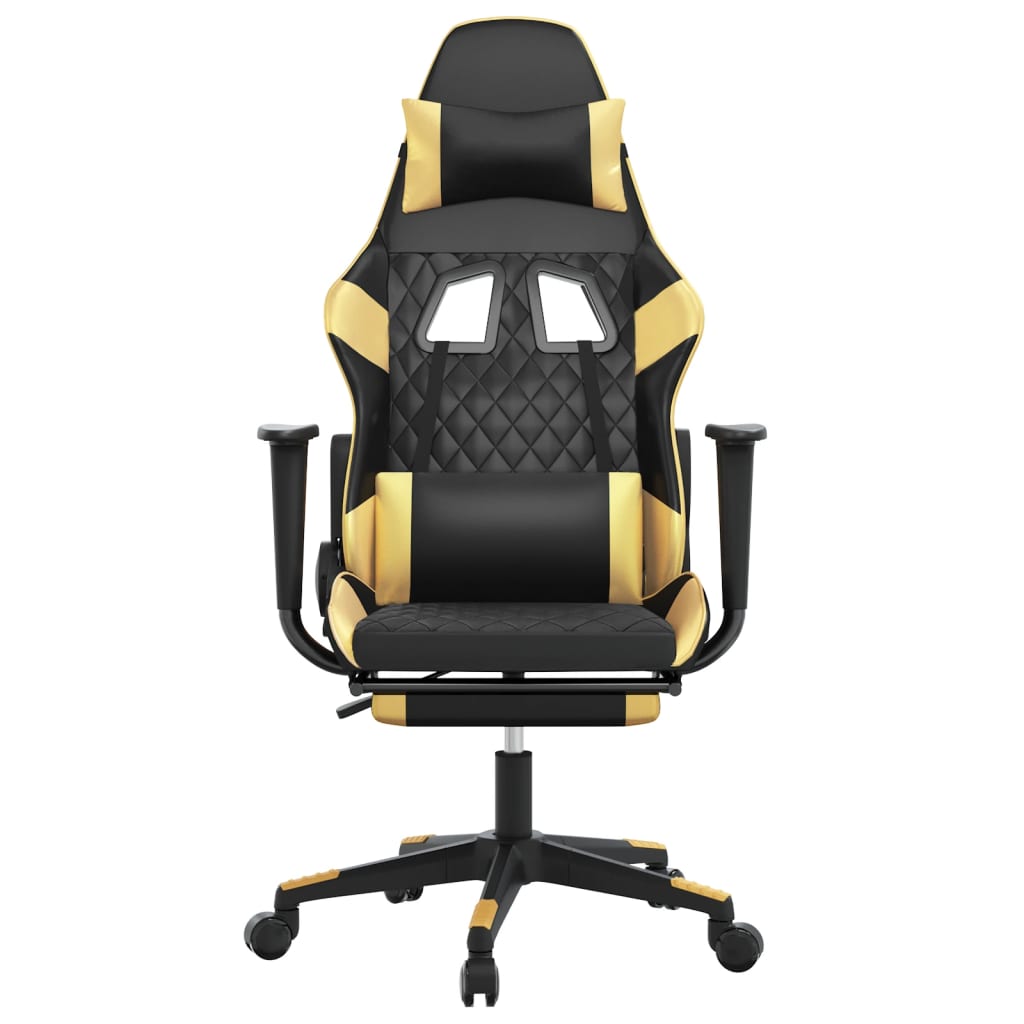 vidaXL Gaming stol z oporo za noge črno in zlato umetno usnje