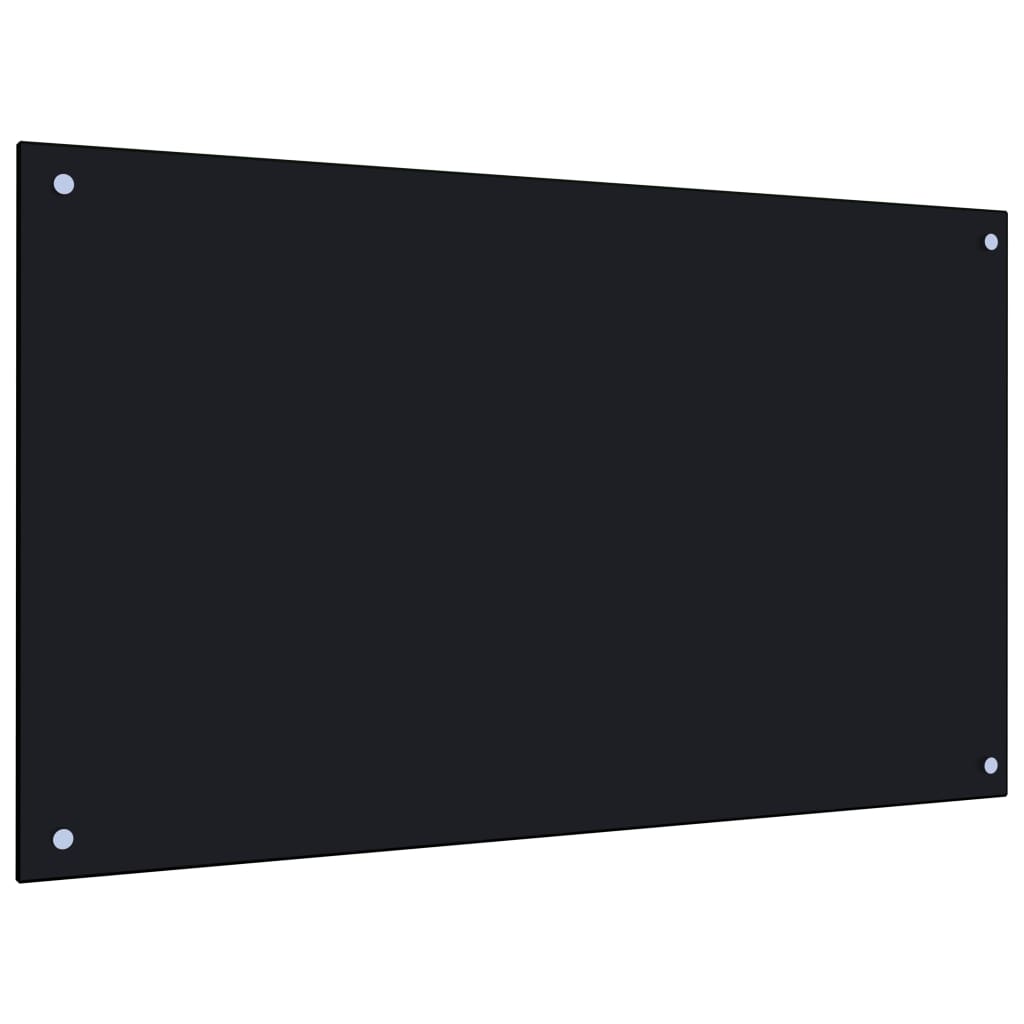 vidaXL Kuhinjska zaščitna obloga črna 100x60 cm kaljeno steklo