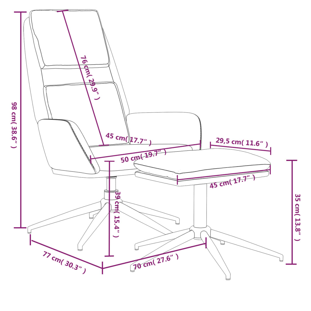 vidaXL Stol za sproščanje s stolčkom krem tkanina iz mikrovlaken
