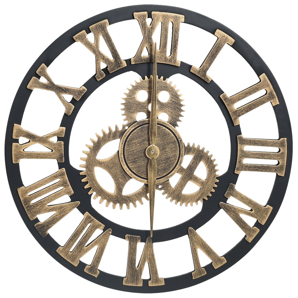 vidaXL Stenska ura zlata in črna 45 cm mediapan