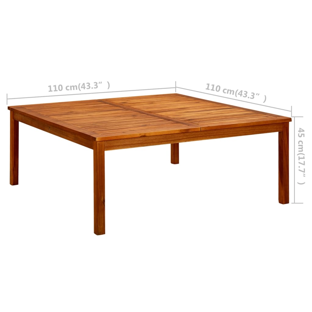 vidaXL Vrtna klubska mizica 110x110x45 cm trden akacijev les