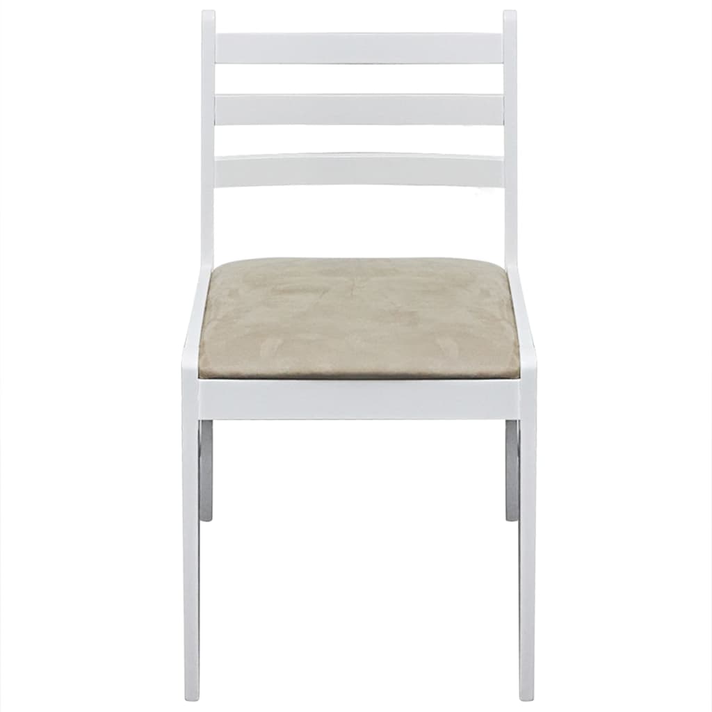 vidaXL Jedilni stoli 2 kosa beli iz trdnega kavčukovca in žameta
