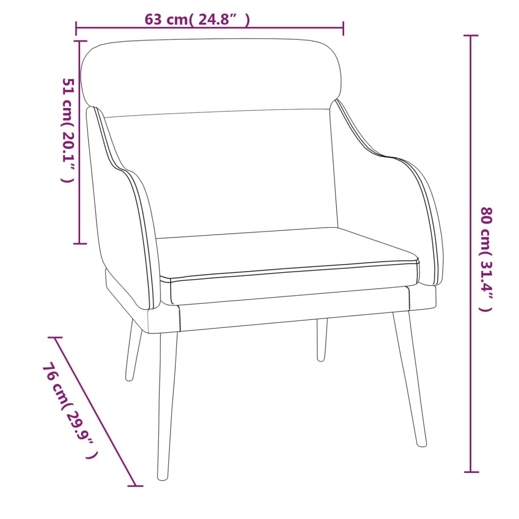 vidaXL Fotelj moder 63x76x80 cm žamet