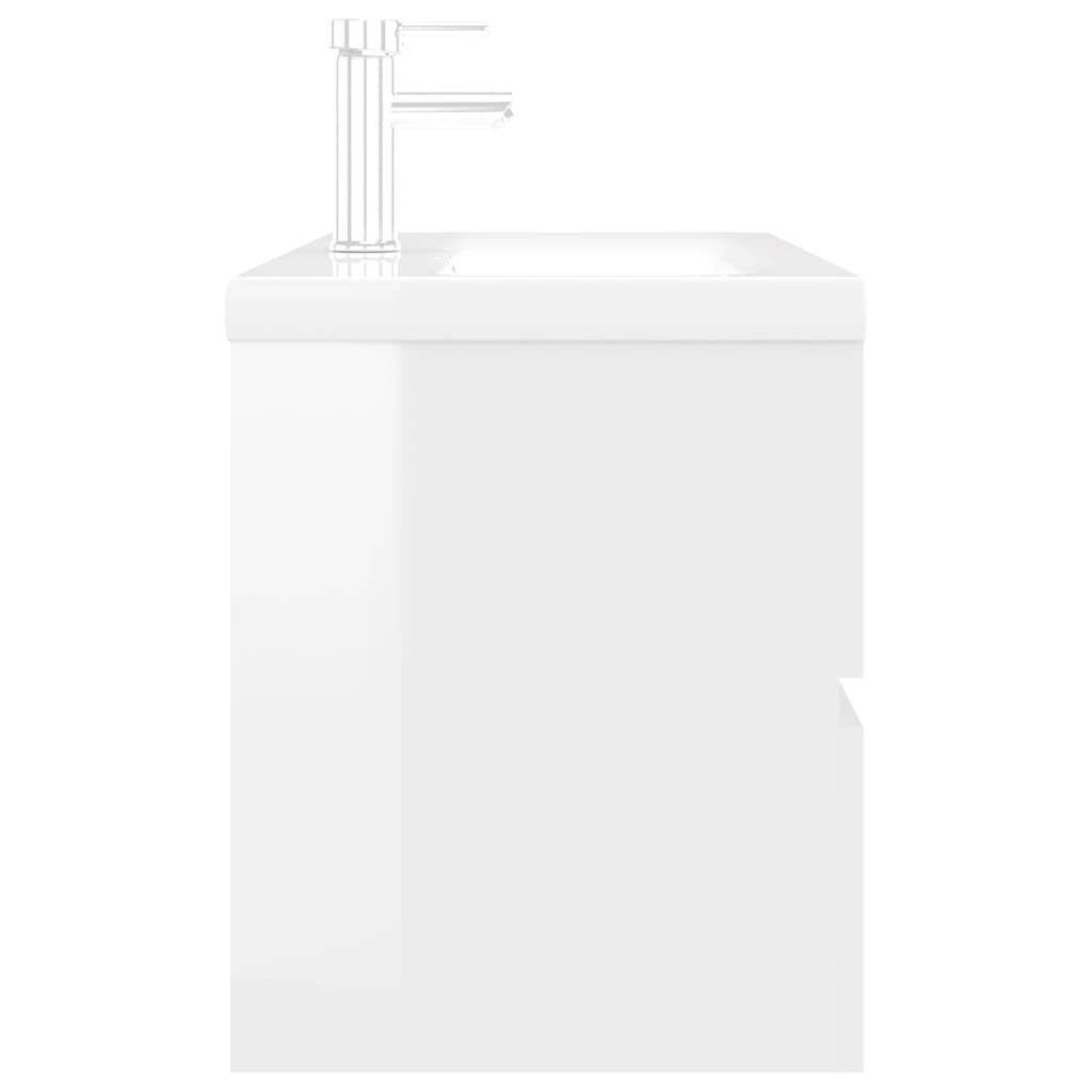 vidaXL Omarica za umivalnik z vgradnim umivalnikom visok sijaj bela