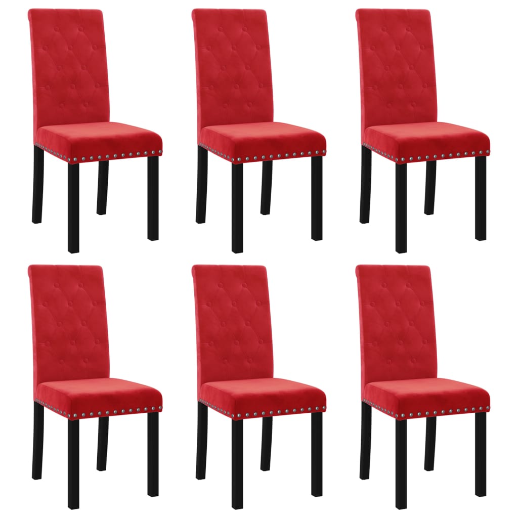 vidaXL Jedilni stoli 6 kosov vinsko rdeč žamet