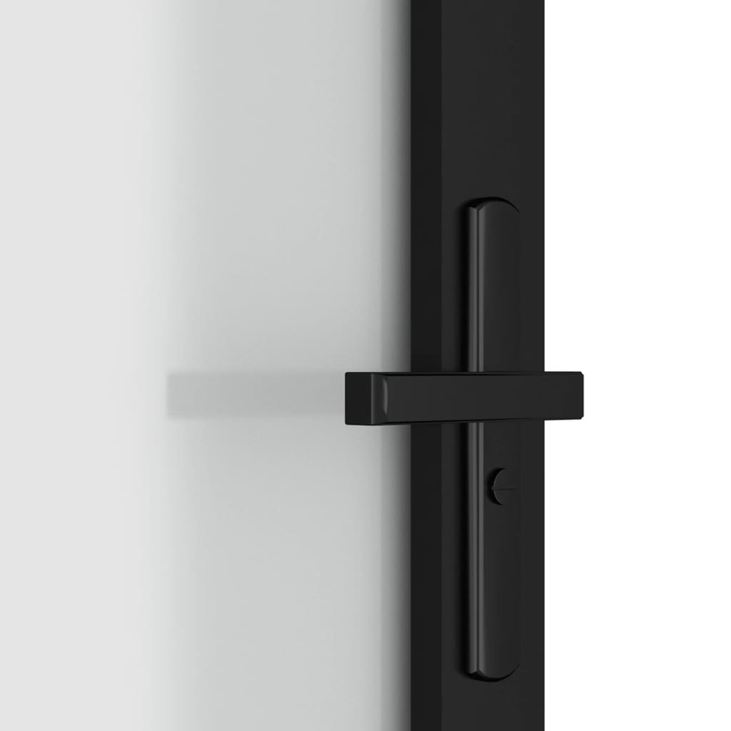 vidaXL Notranja vrata 76x201,5 cm črno mat steklo in aluminij