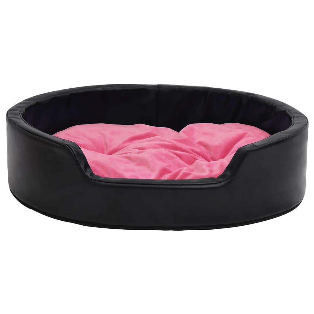 vidaXL Pasja postelja črna in roza 79x70x19 cm pliš in umetno usnje