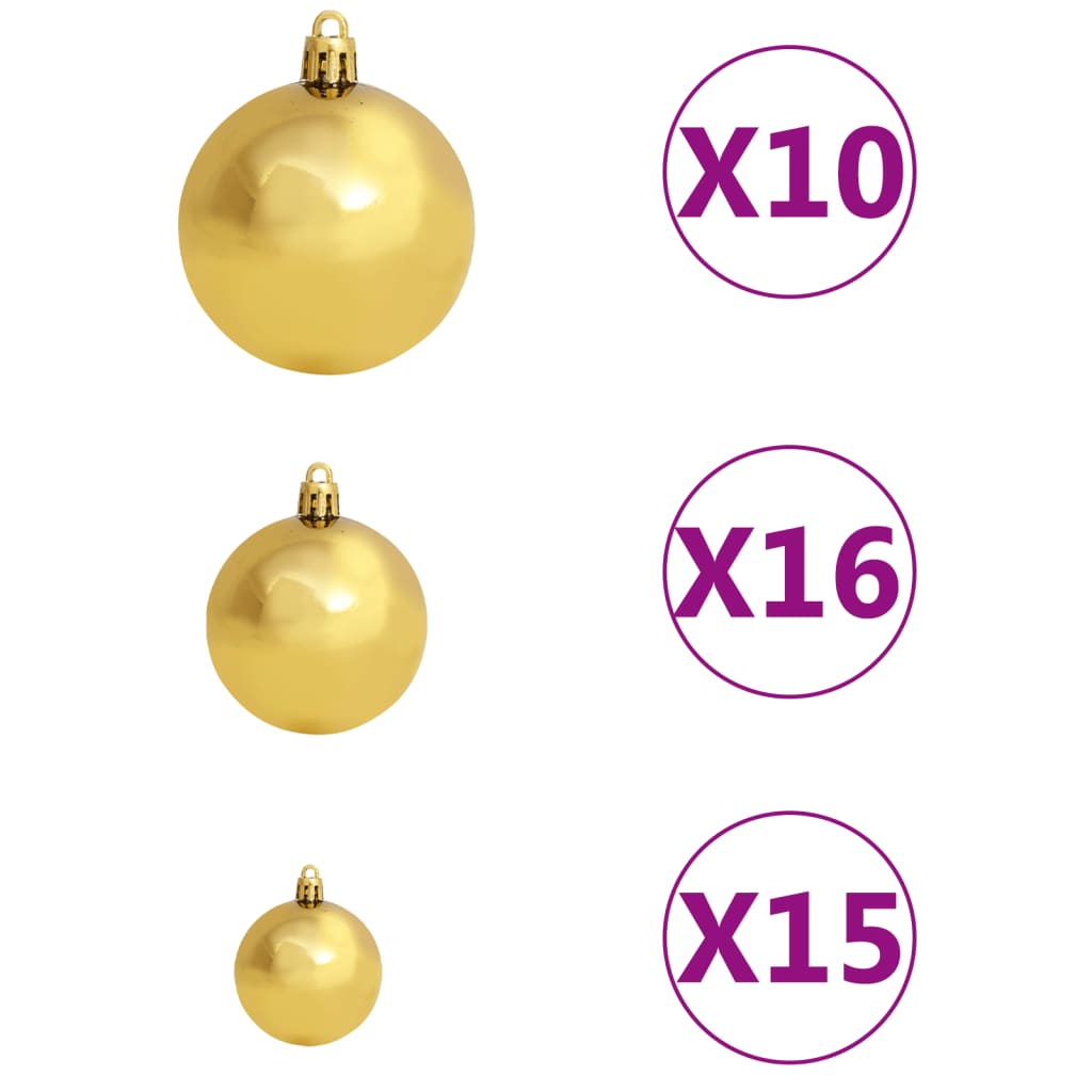 vidaXL Set 120 božičnih bučk s konico + 300 LED lučk zlate in bronaste