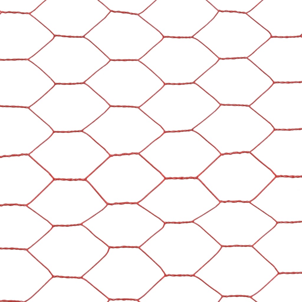 vidaXL Žična mreža za ograjo jeklo s PVC oblogo 25x1,5 m rdeča