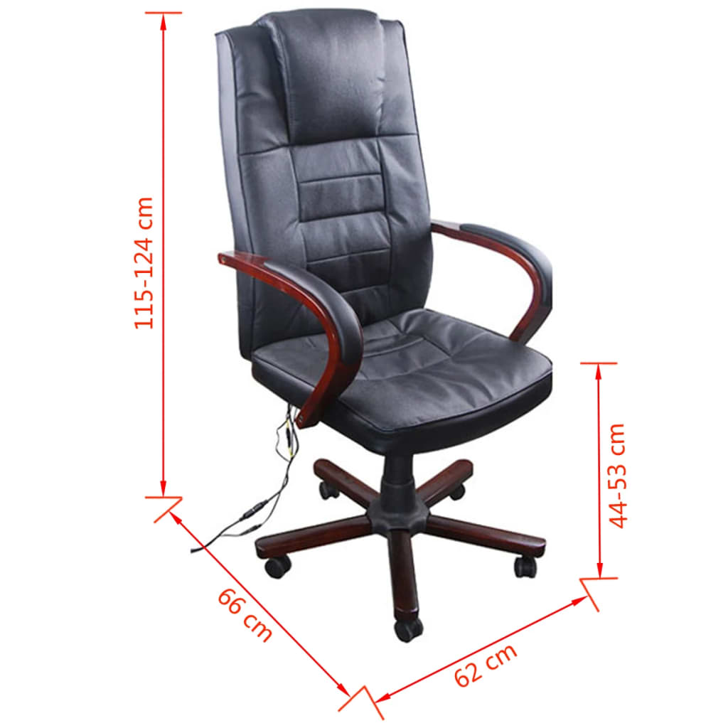 Črn pisarniški stol z masažno funkcijo nastavljiv po višini