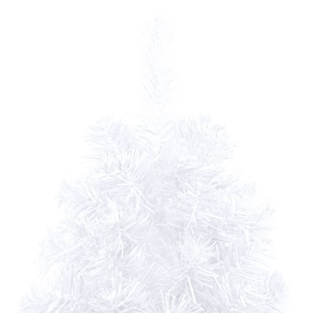 vidaXL Polovična novoletna jelka z LED lučkami in bučkami bela 240 cm