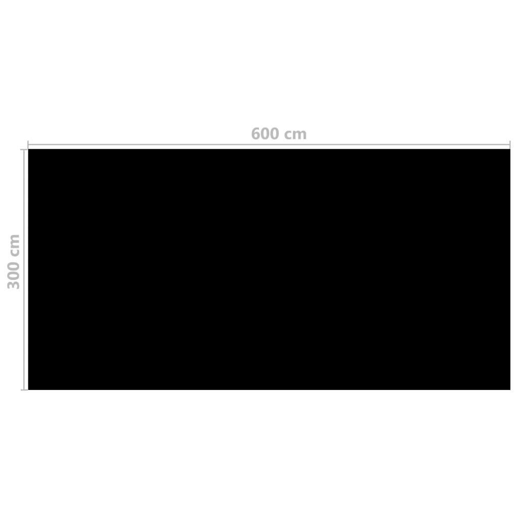 vidaXL Pokrivalo za bazen črno 600x300 cm PE