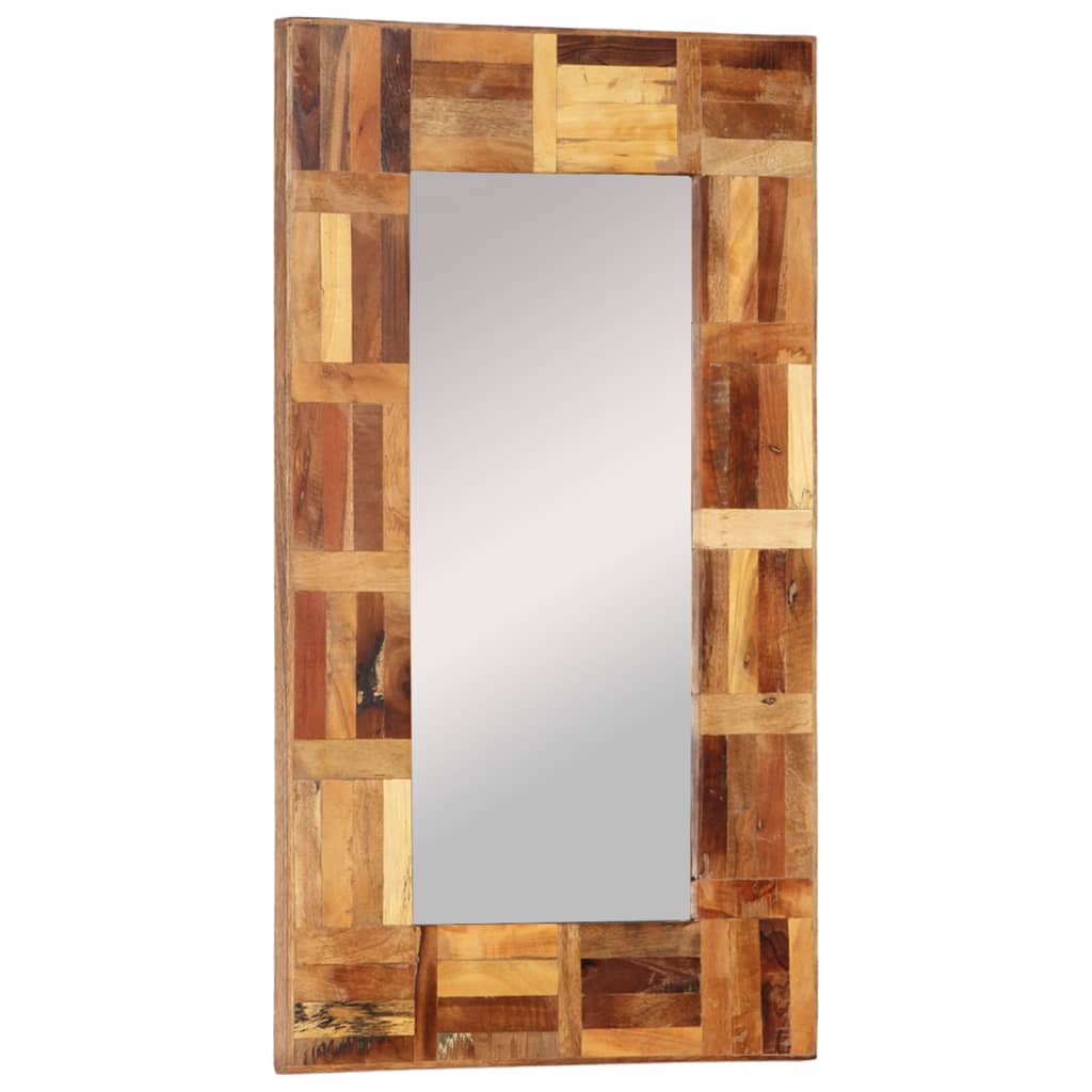 vidaXL Stensko ogledalo iz predelanega lesa 50x80 cm