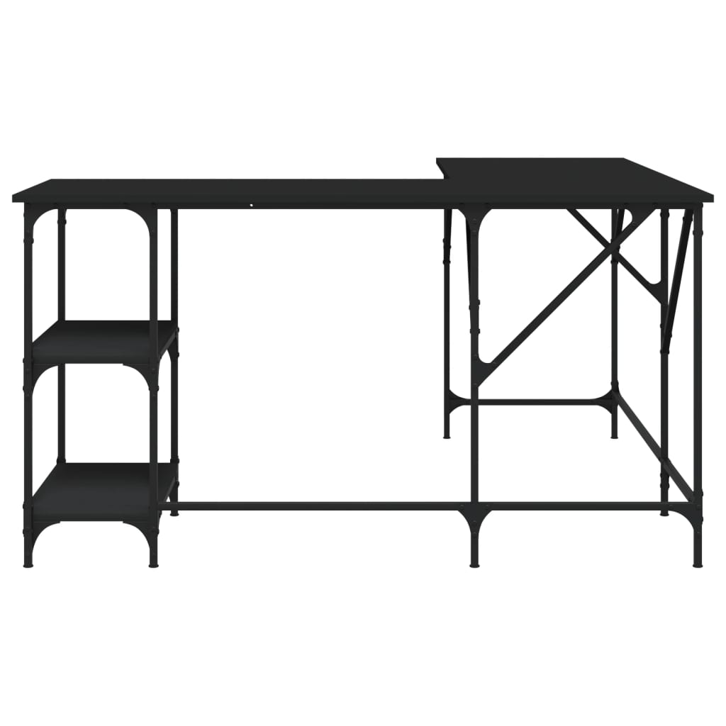 vidaXL Pisalna miza črna 139x139x75 cm inženirski les