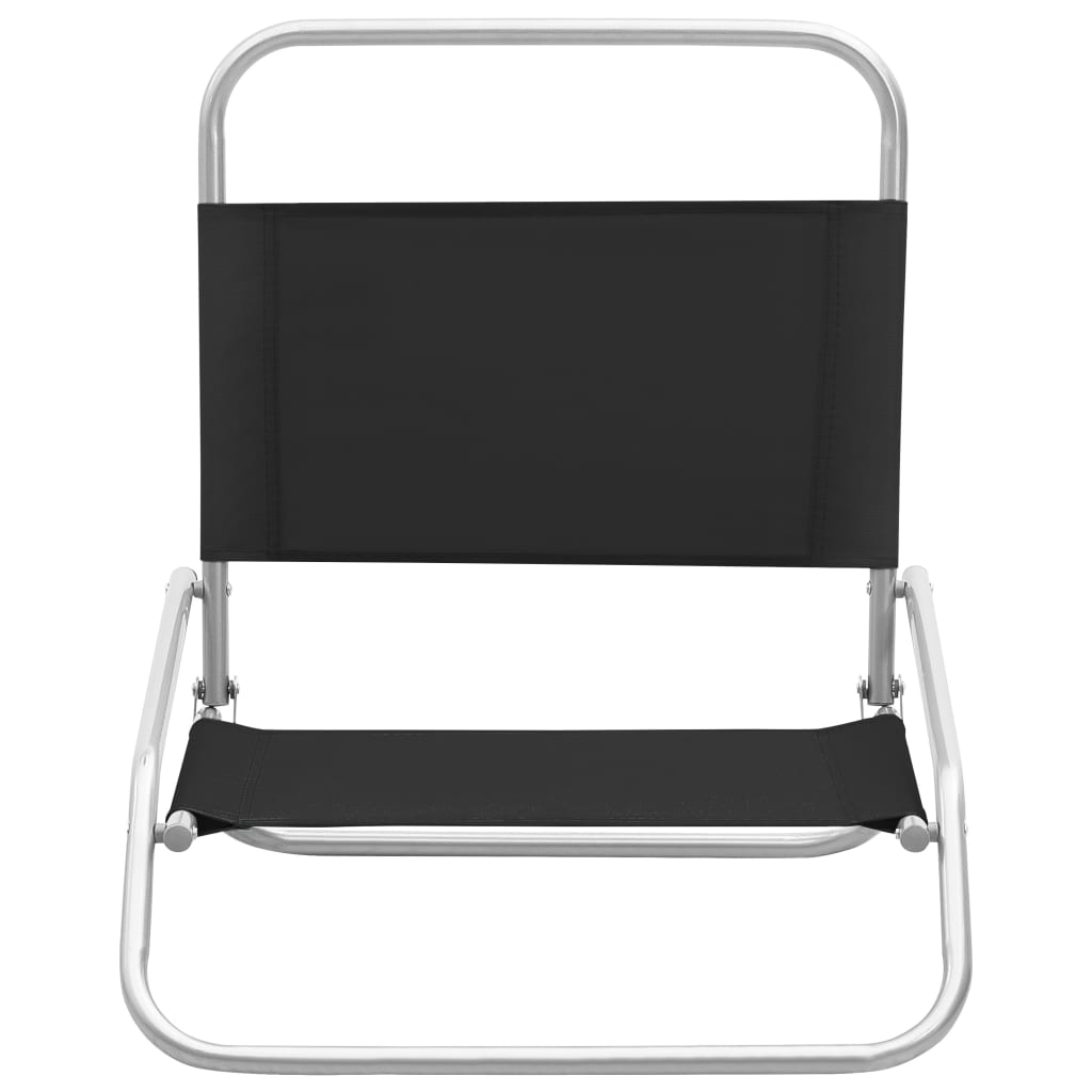 vidaXL Zložljivi stoli za na plažo 2 kosa črno blago