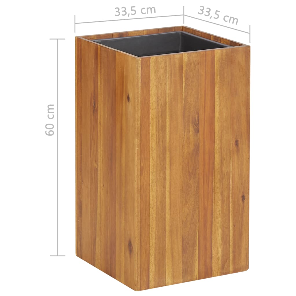 vidaXL Visoka greda z loncem 33,5x33,5x60 cm trden akacijev les