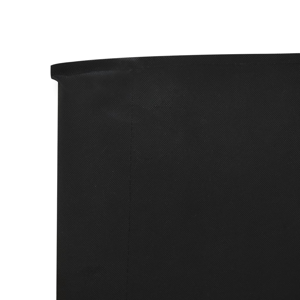 vidaXL 3-panelni vetrobran tkanina 400x80 cm črn