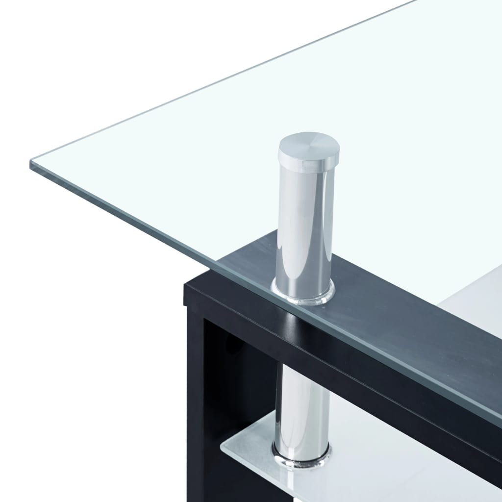 vidaXL Klubska mizica črna in prozorna 95x55x40 cm kaljeno steklo