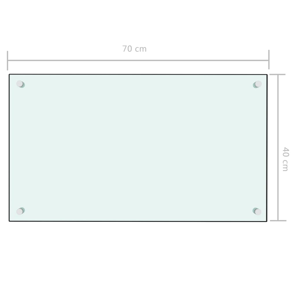 vidaXL Kuhinjska zaščitna obloga bela 70x40 cm kaljeno steklo