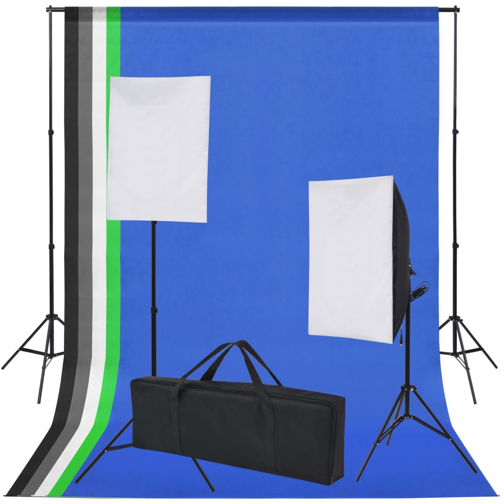 vidaXL Komplet za fotografski studio: 5 barvnih ozadij in 2 softboxa