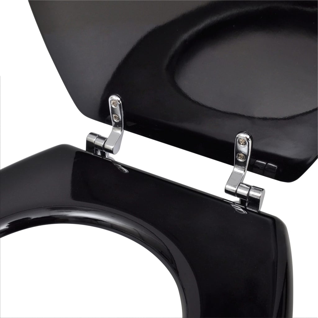 vidaXL Deska za WC školjko s pokrovom 2 kosa mediapan črna