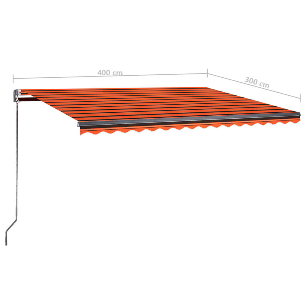 vidaXL Avtomatska tenda LED + senzor 400x300 cm oranžna/rjava
