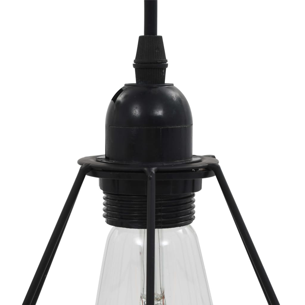vidaXL Stropna svetilka z diamantnim dizajnom črna 3x E27 žarnice