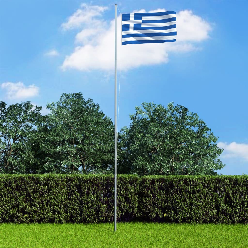 vidaXL Zastava Grčije in aluminijast zastavni drog 6,2 m