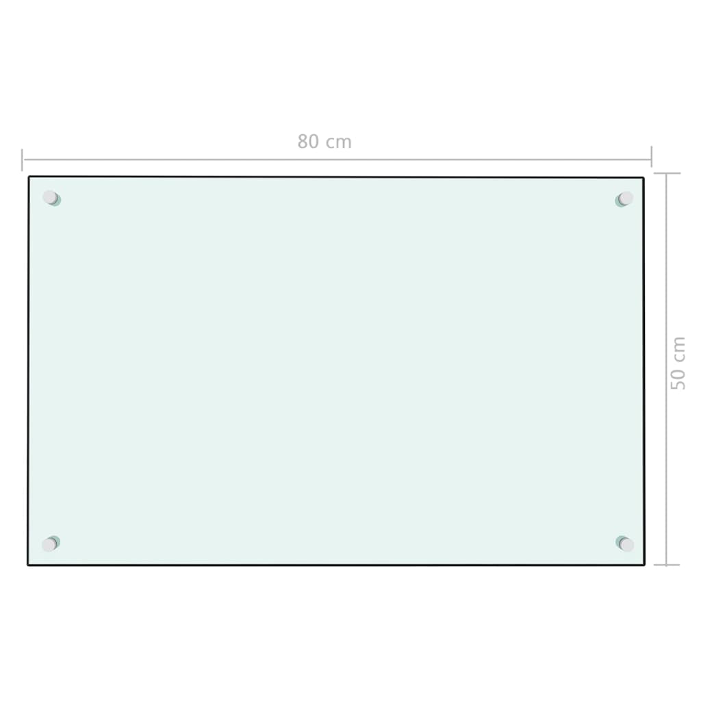 vidaXL Kuhinjska zaščitna obloga bela 80x50 cm kaljeno steklo