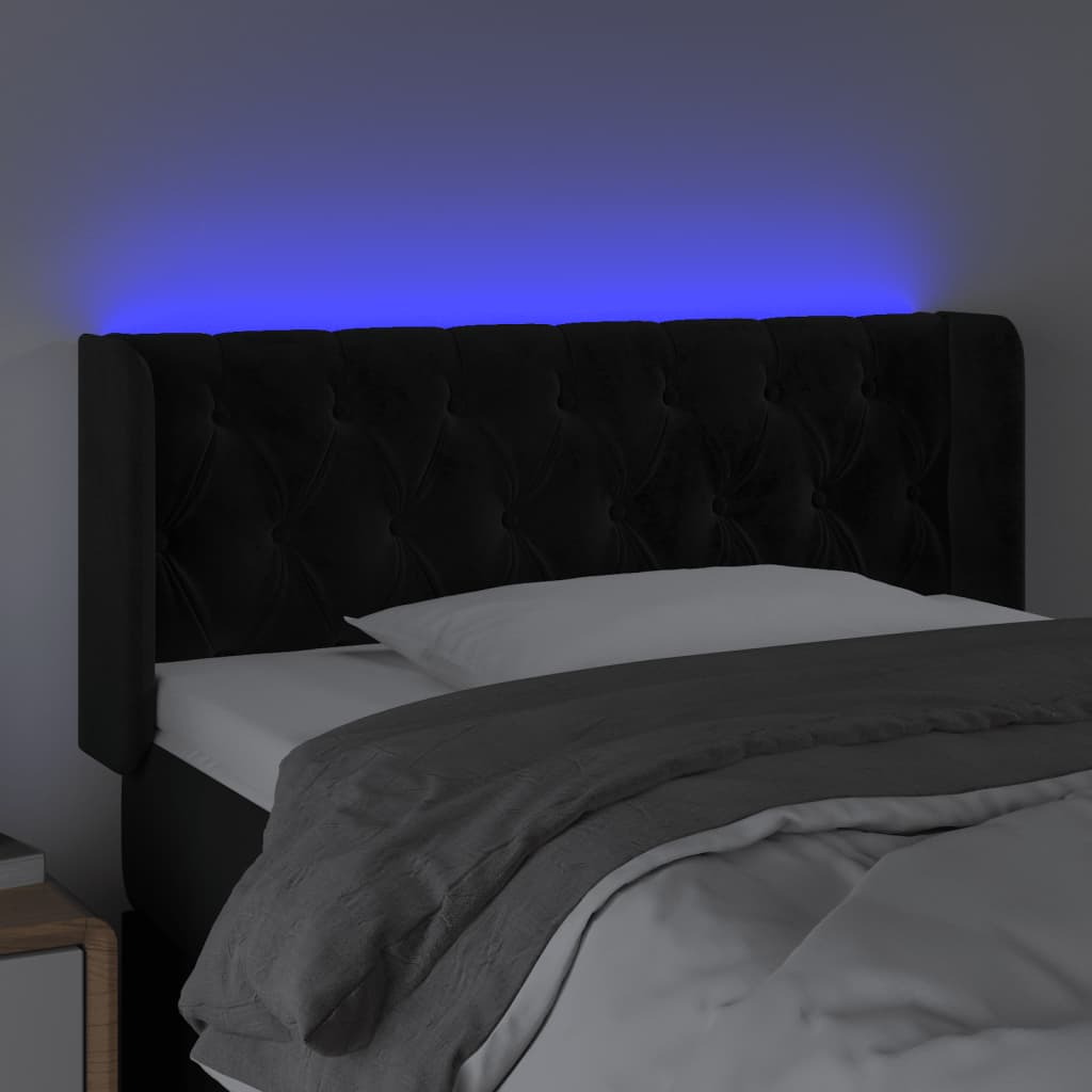 vidaXL LED posteljno vzglavje črno 103x16x78/88 cm žamet