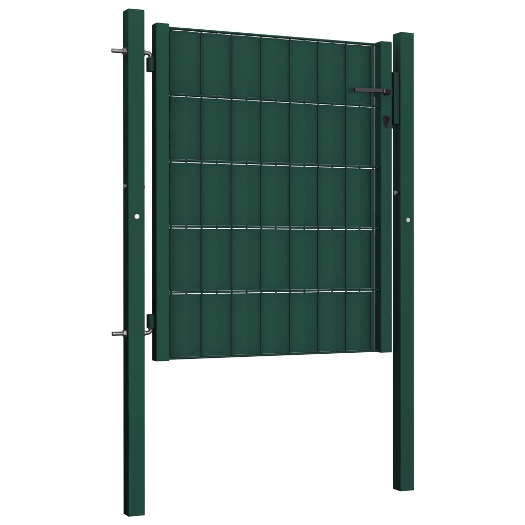 vidaXL Vrata za ograjo PVC in jeklo 100x101 cm zelena
