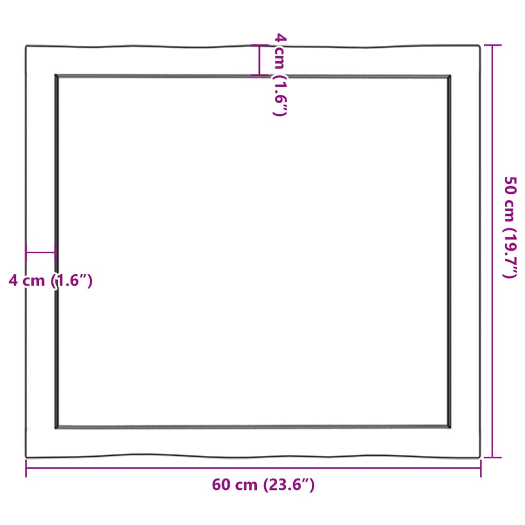 vidaXL Mizna plošča sv. rjava 60x50x(2-4) cm obdelana trdna hrastovina