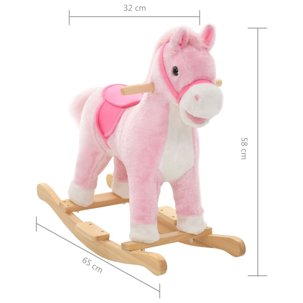 vidaXL Gugalna žival konj iz pliša 78x34x58 cm roza