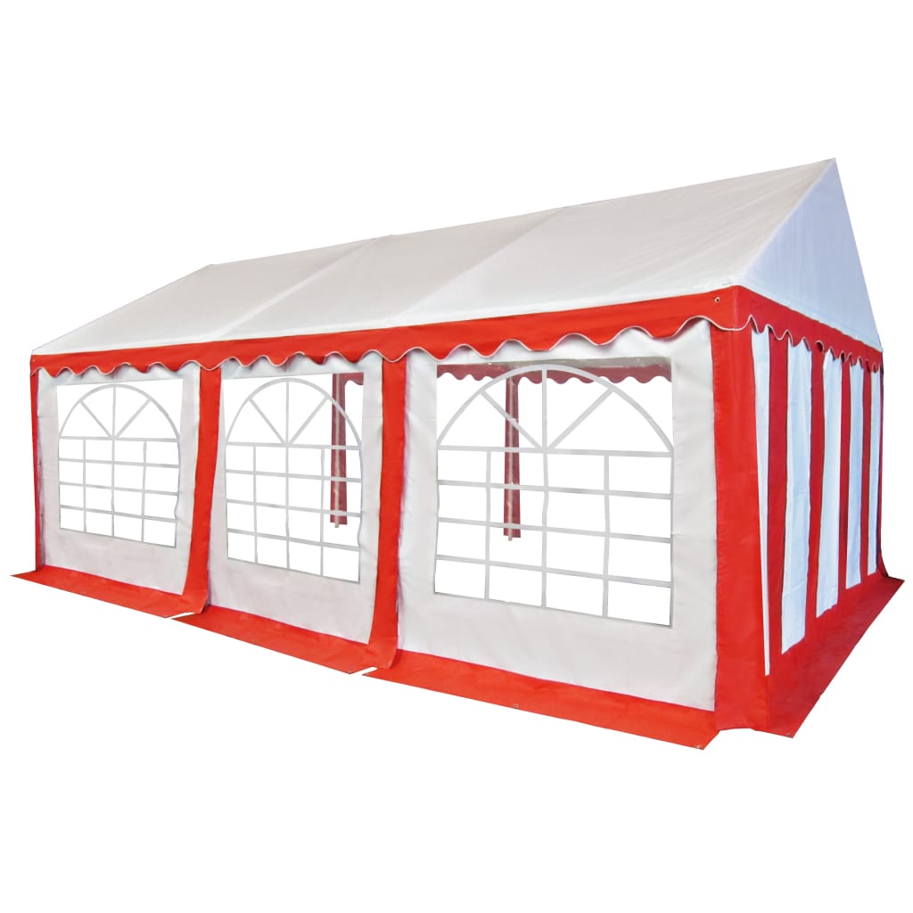 vidaXL Vrtni šotor PVC 4x6 m rdeče in bele barve