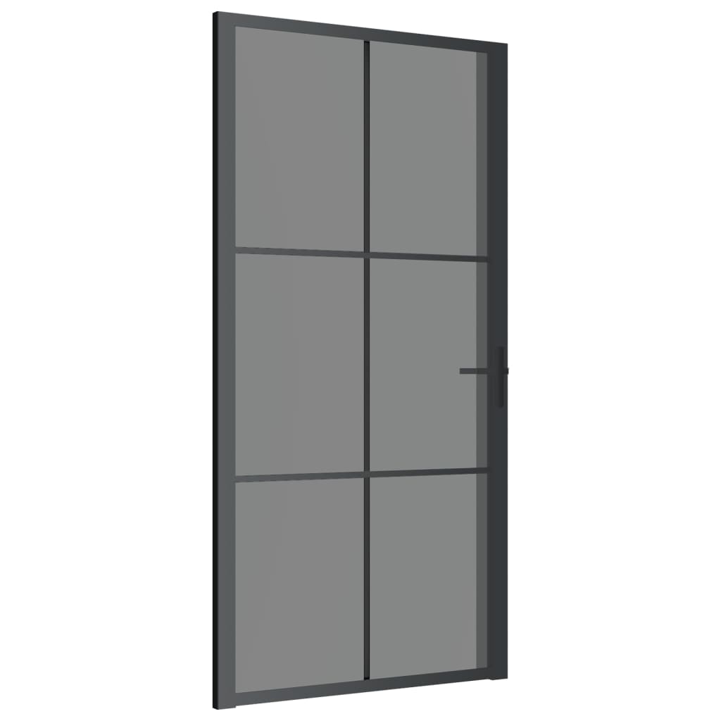 vidaXL Notranja vrata 102,5x201,5 cm črno ESG steklo in aluminij