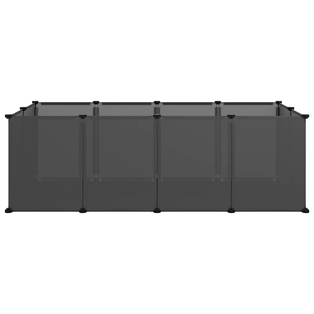 vidaXL Ograda za male živali črna 144x74x46,5 cm PP in jeklo