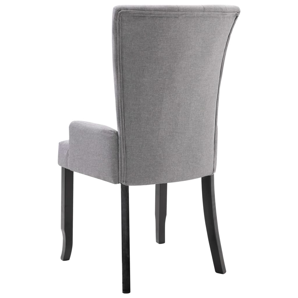 vidaXL Jedilni stoli z naslonjali za roke 2 kosa svetlo sivo blago