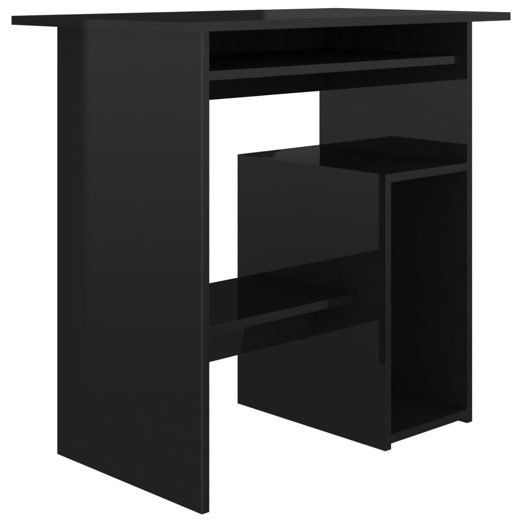 vidaXL Pisalna miza visok sijaj črna 80x45x74 cm iverna plošča