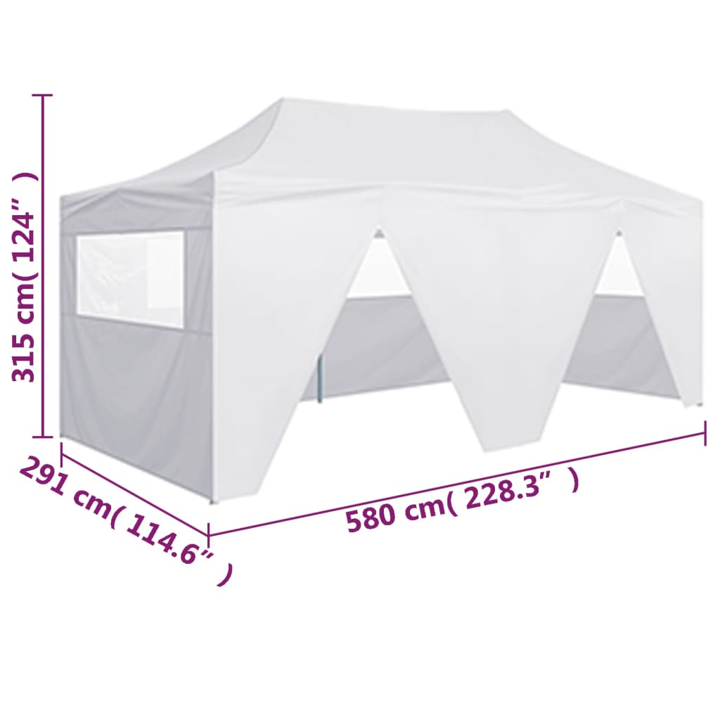 vidaXL Profesionalen zložljiv vrtni šotor s 4 stranicami 3x6 m bel