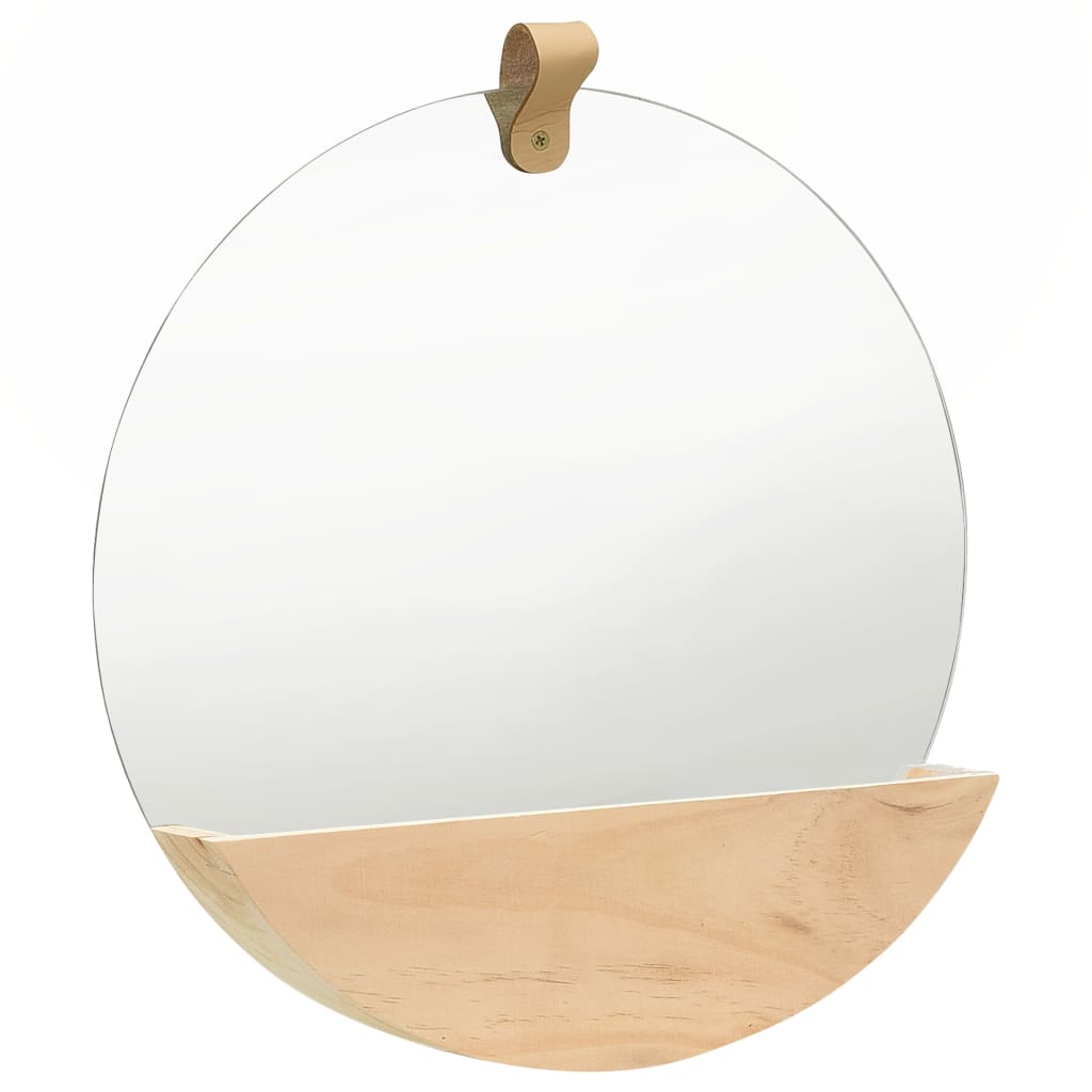 vidaXL Stensko ogledalo trdna borovina 35 cm