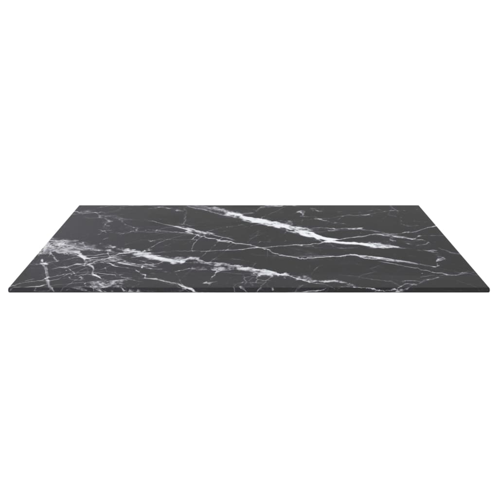 vidaXL Mizna plošča črna 70x70 cm 6 mm kaljeno steklo z marmorjem
