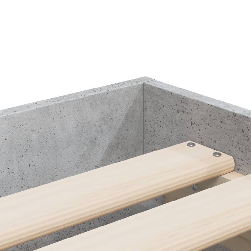 vidaXL Posteljni okvir s predali betonsko siv 75x190 cm inženirski les