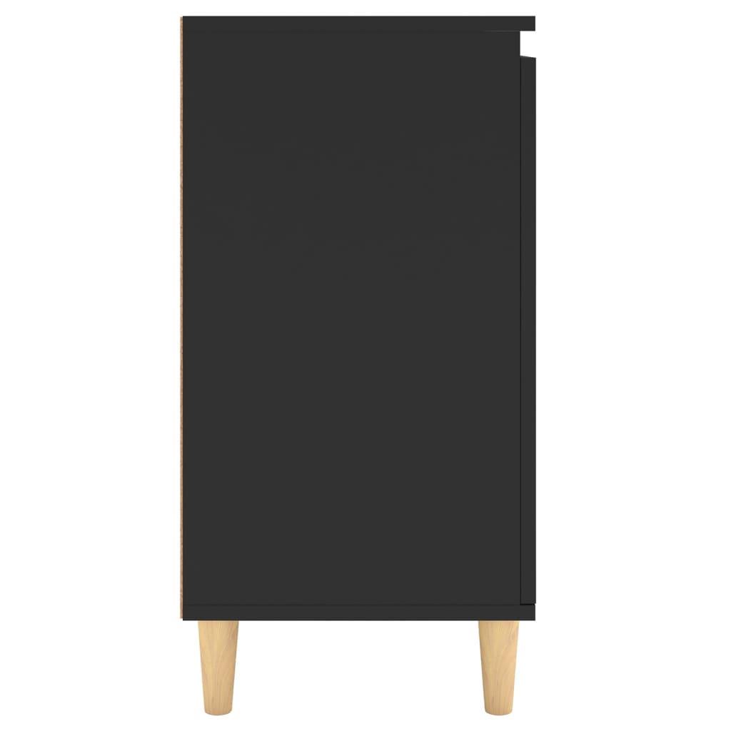 vidaXL Komoda z lesenimi nogami črna 60x35x70 cm iverna plošča