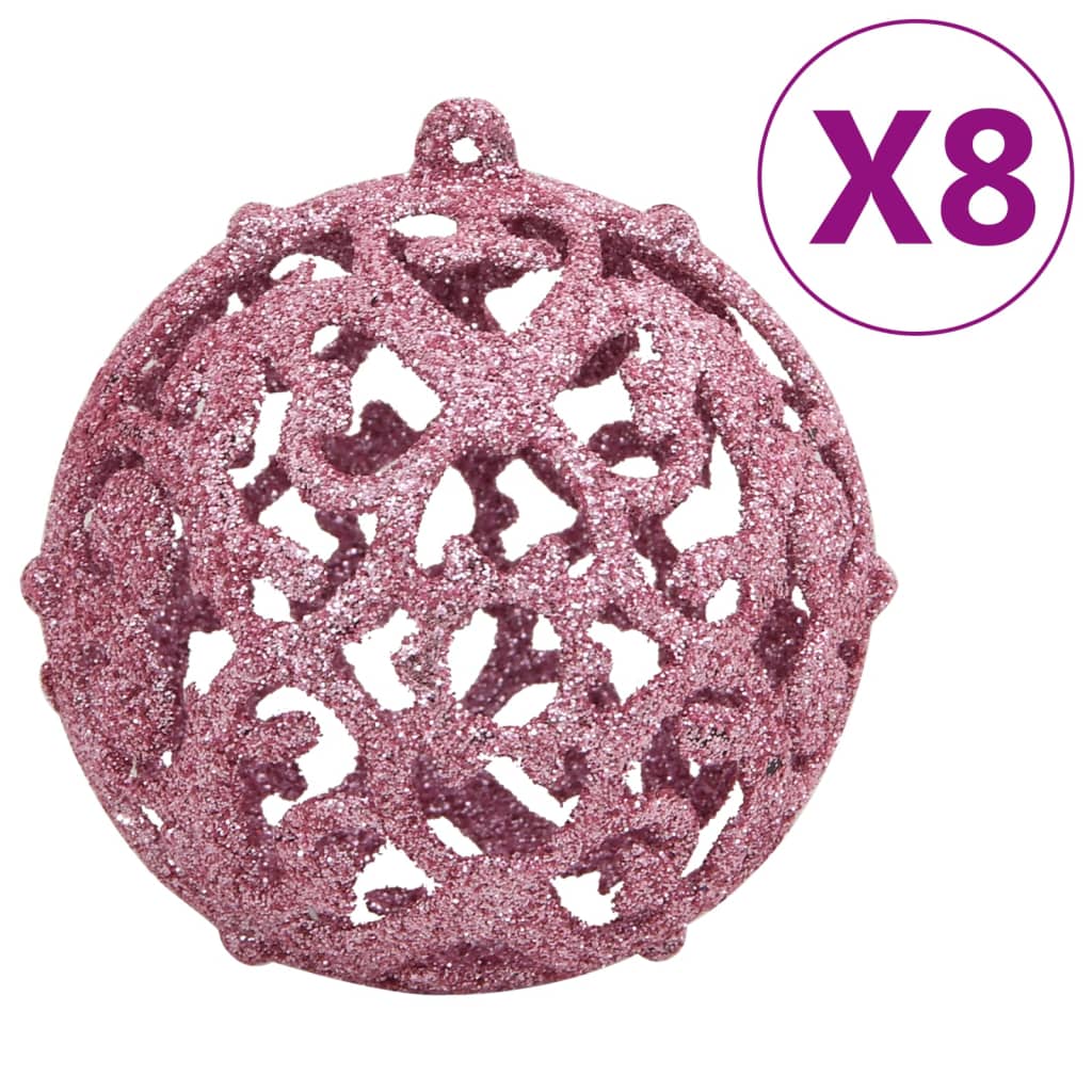 vidaXL Komplet božičnih bučk 111 kosov roza polistiren