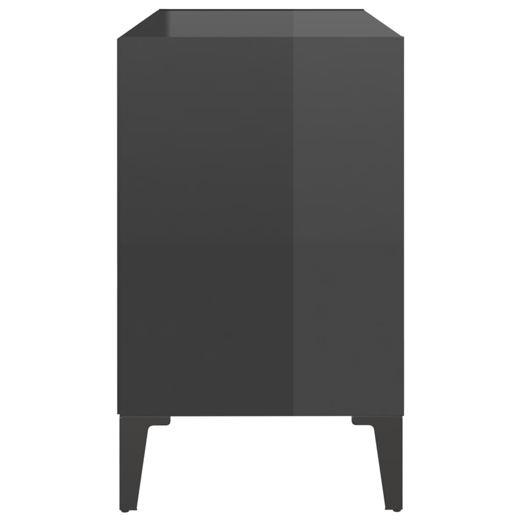 vidaXL TV omarica s kovinskimi nogami visok sijaj siva 69,5x30x50 cm